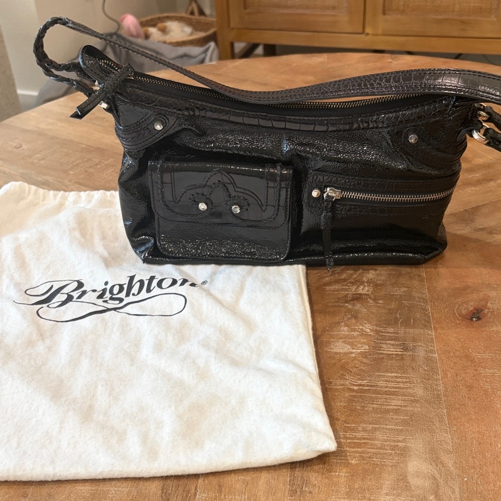 Brighton Glossy Black Shoulder Bag